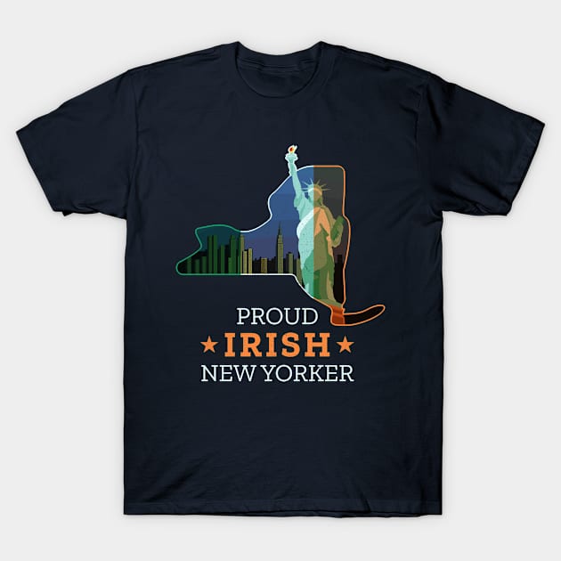 Proud Irish New Yorker - New York State T-Shirt by Family Heritage Gifts